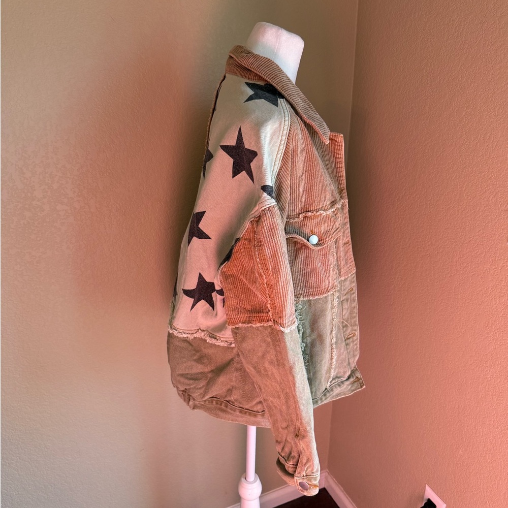 POL patchwork Corduroy Jacket with Star Accents - image 4